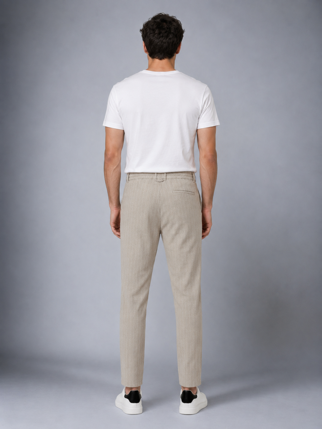 Dokuma Kumaş Çizgili Jogger Pantolon E1101-B