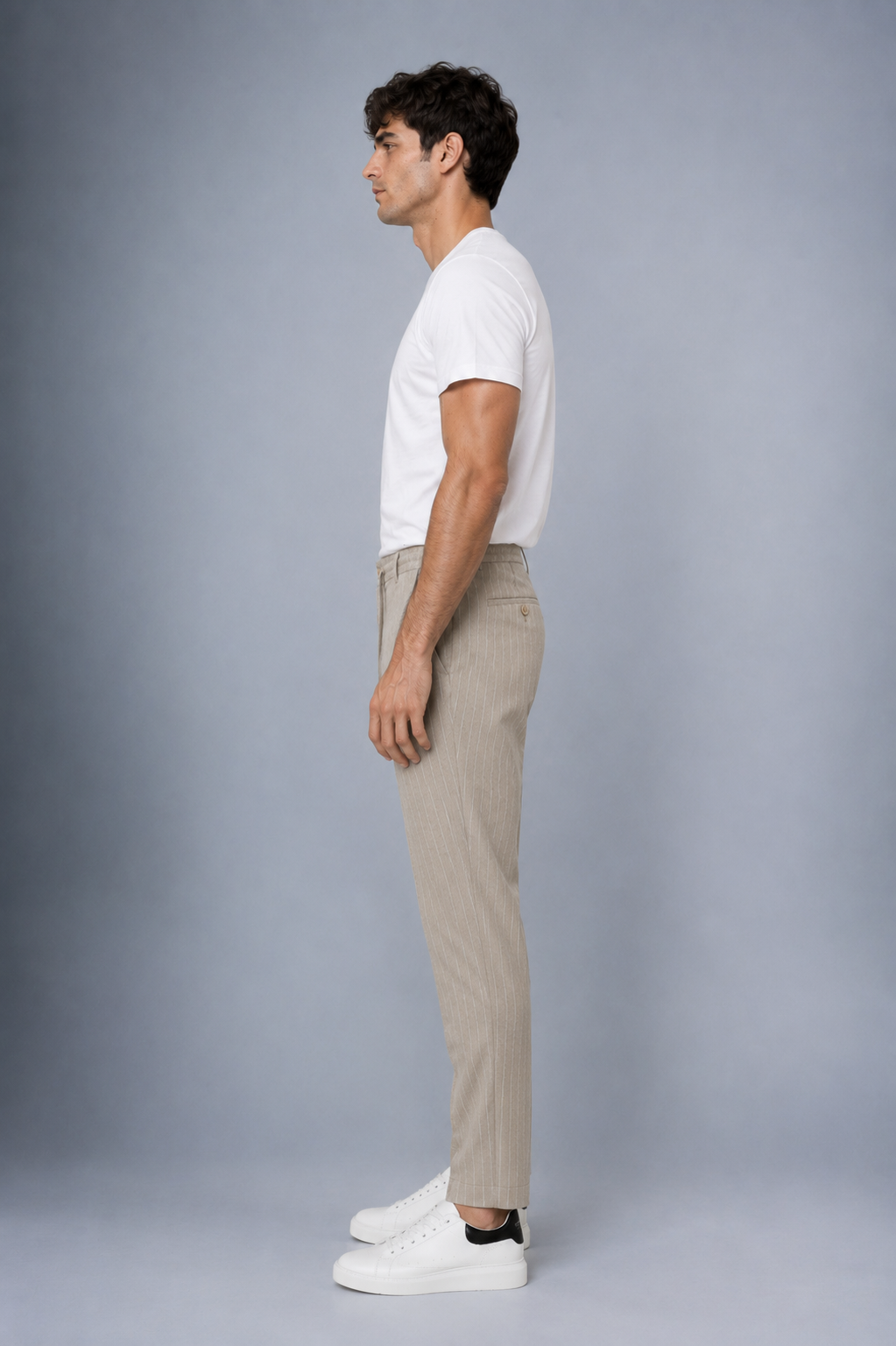 Dokuma Kumaş Çizgili Jogger Pantolon E1101-B