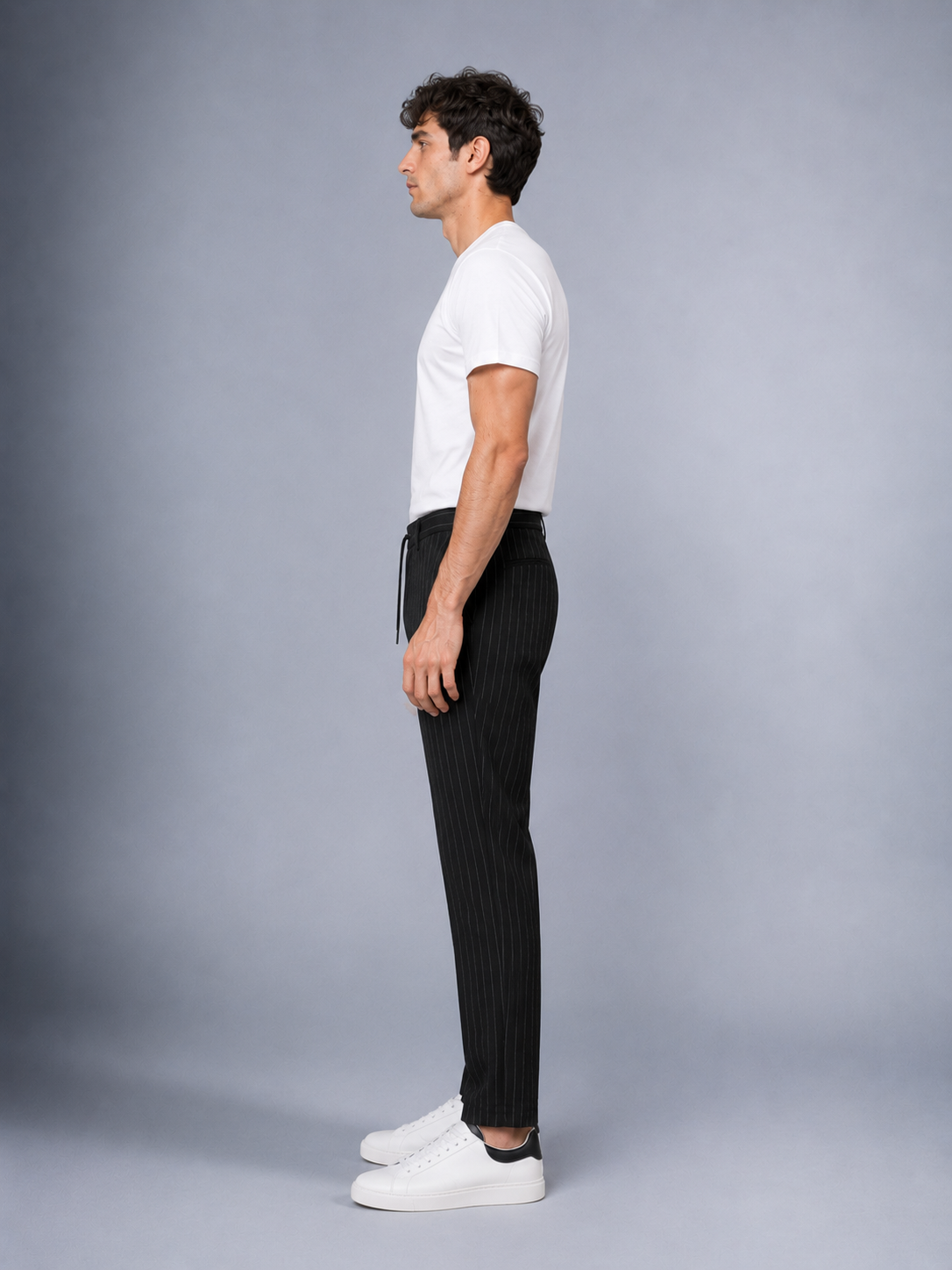 Dokuma Kumaş Çizgili Jogger Pantolon E1101-B