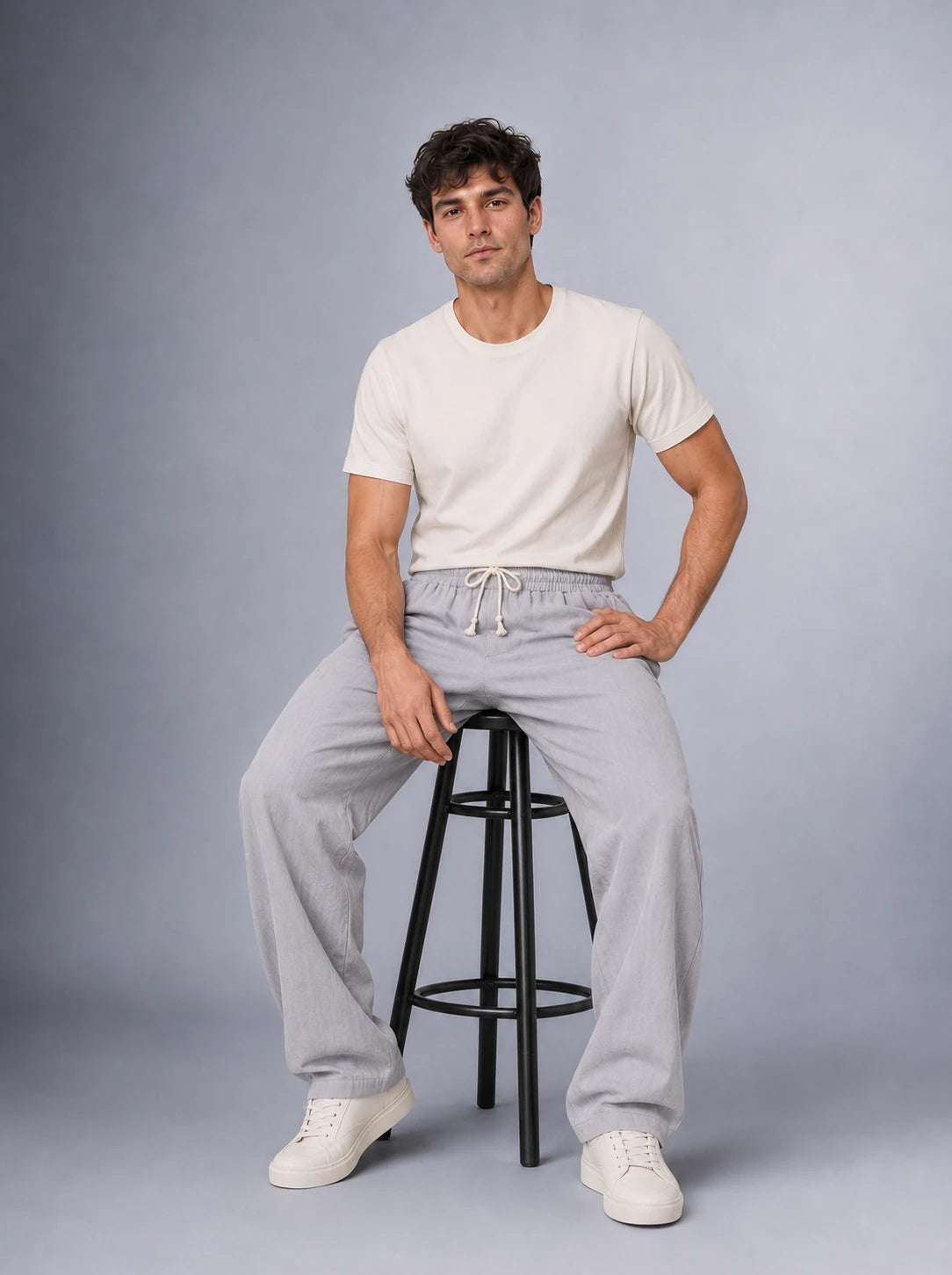 Müslin Görünümlü Baggy Pantolon Bol Kesim Rahat Günlük Pantolon (UNİSEX) (E10065)