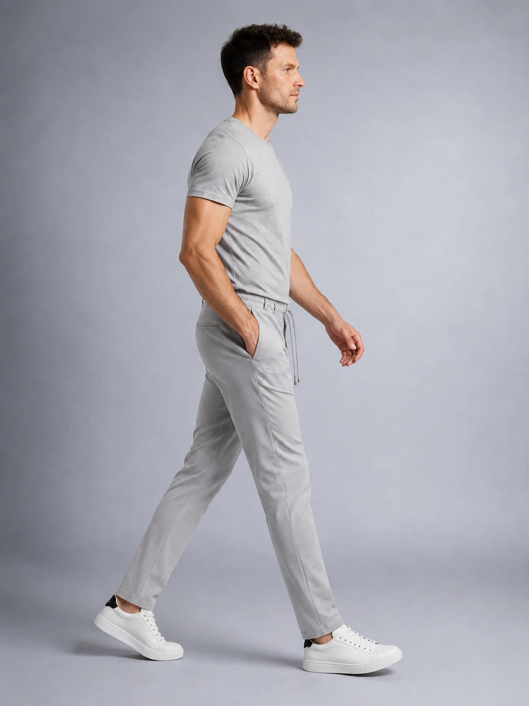 Erkek Jogger Düz Dokuma Pantolon Arka Cepli Regular Kalıp Düğmeli Fermuarlı (E1101)