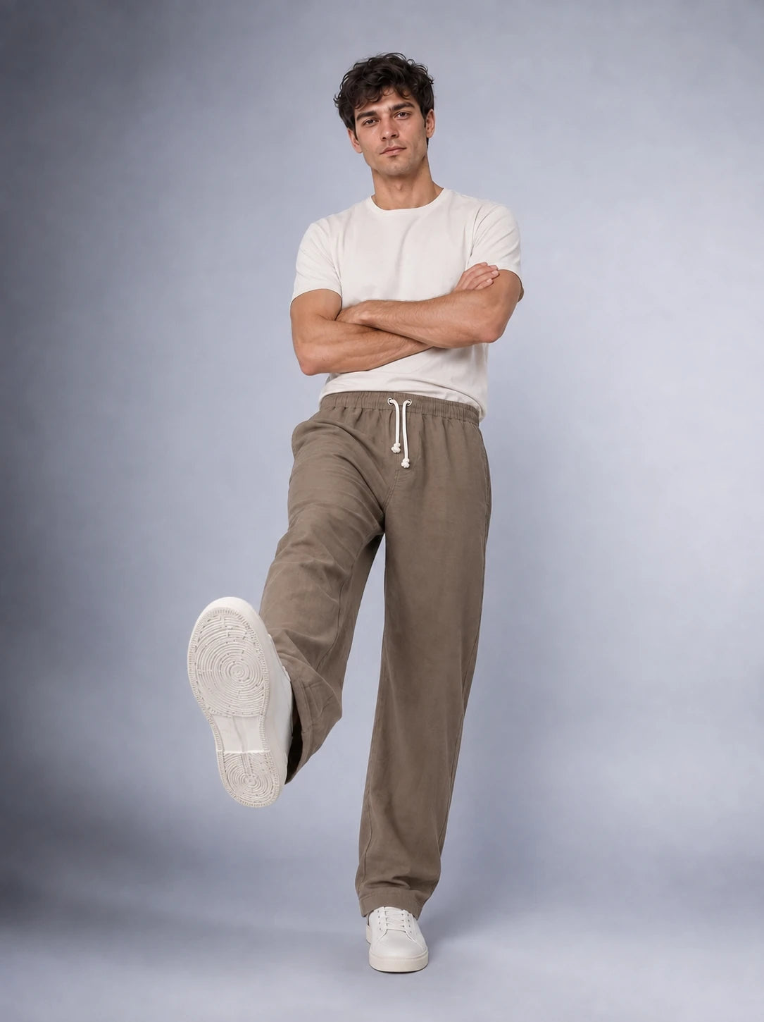 Müslin Görünümlü Baggy Pantolon Bol Kesim Rahat Günlük Pantolon (UNİSEX) (E10065)