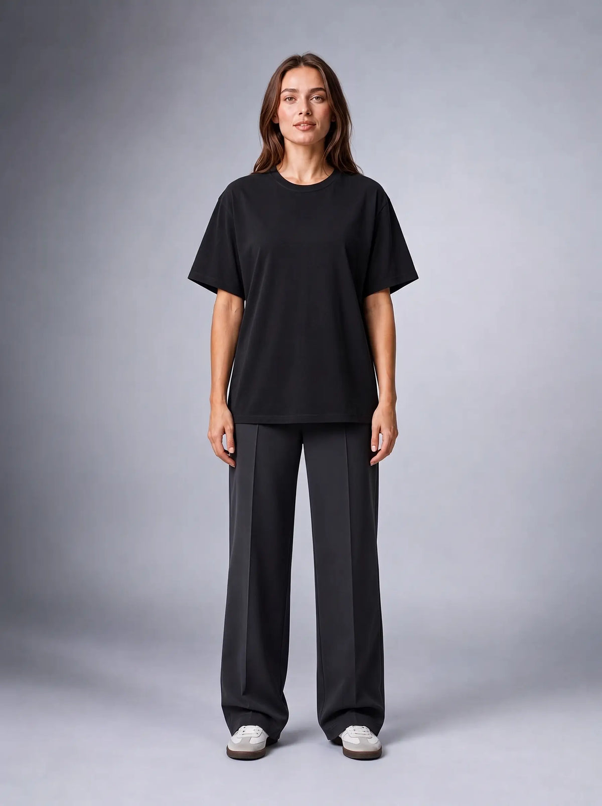 Kaliteli Modal Kumaş T-shirt Basic Oversiz Baskısız Siyah T-shirt (UNİSEX) (E0303)