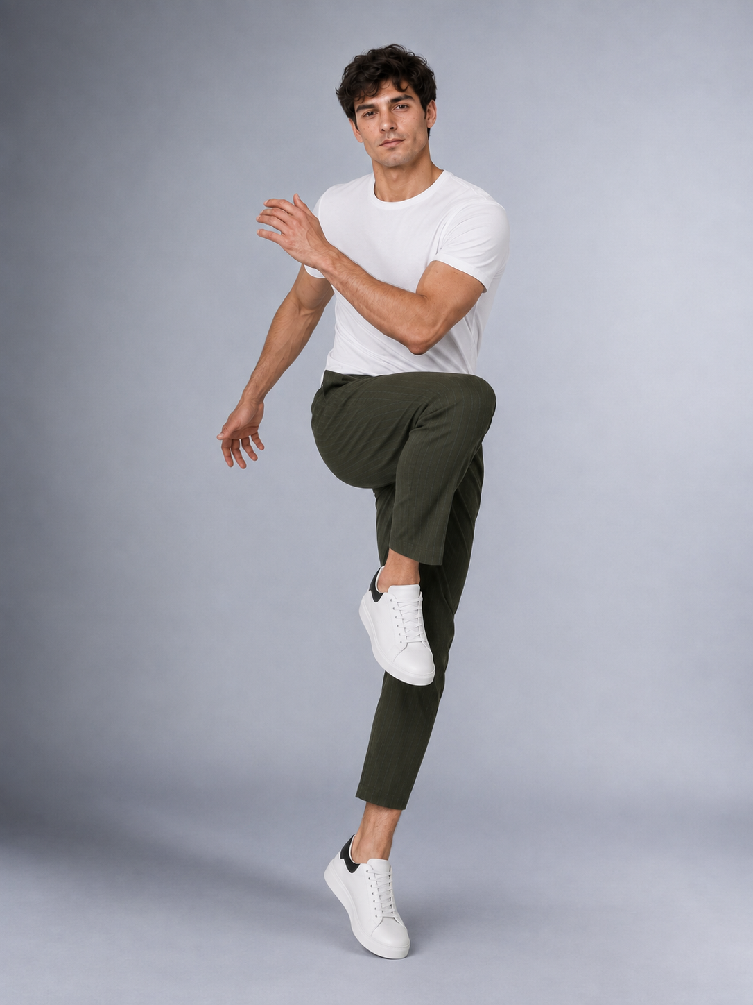Dokuma Kumaş Çizgili Jogger  Pantolon E1101-B