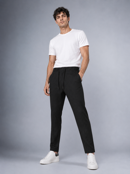 Dokuma Kumaş Çizgili Jogger  Pantolon E1101-B