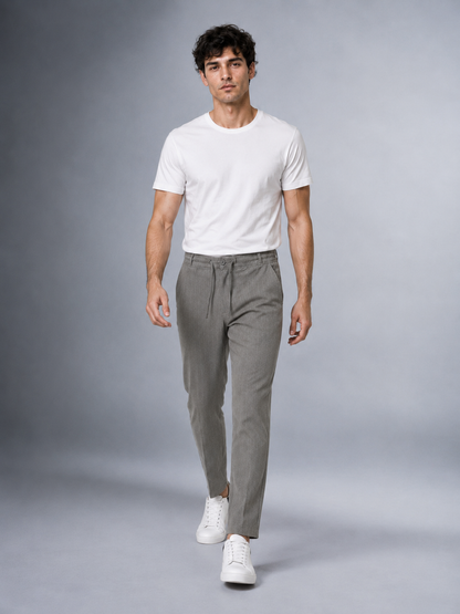 Dokuma Kumaş Çizgili Jogger  Pantolon E1101-B
