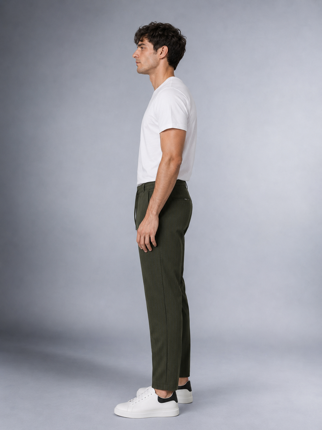 Dokuma Kumaş Çizgili Jogger  Pantolon E1101-B