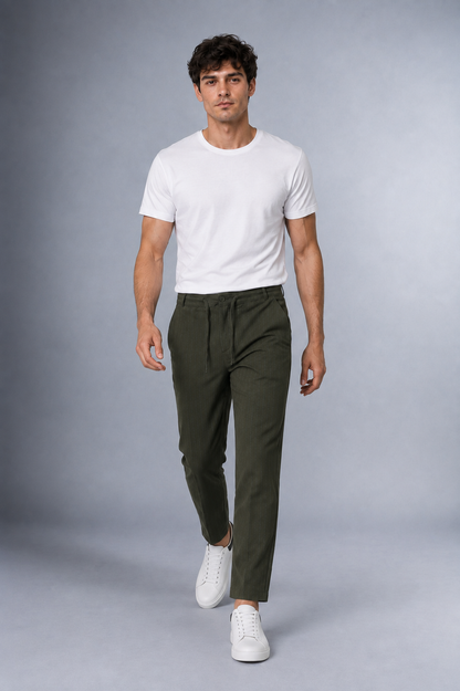Dokuma Kumaş Çizgili Jogger  Pantolon E1101-B
