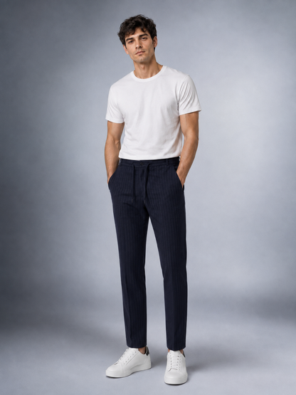 Dokuma Kumaş Çizgili Jogger  Pantolon E1101-B