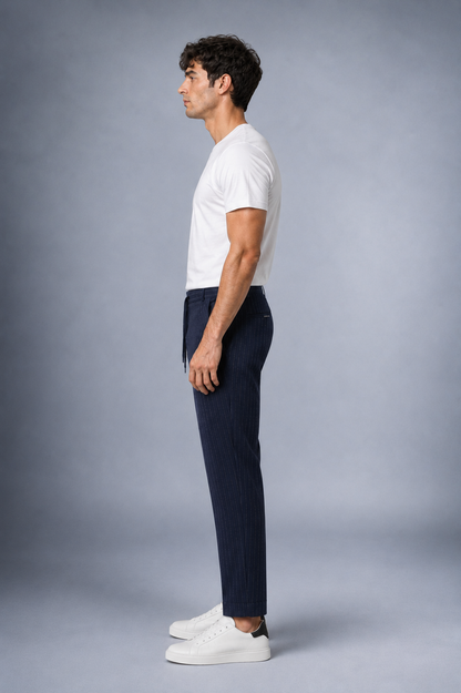 Dokuma Kumaş Çizgili Jogger  Pantolon E1101-B