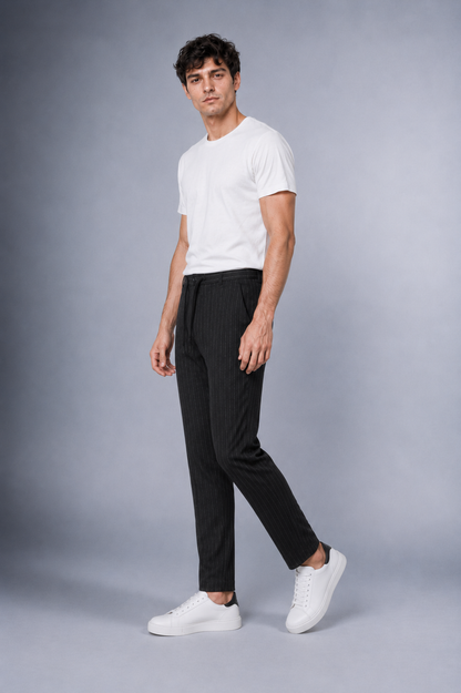 Dokuma Kumaş Çizgili Jogger  Pantolon E1101-B