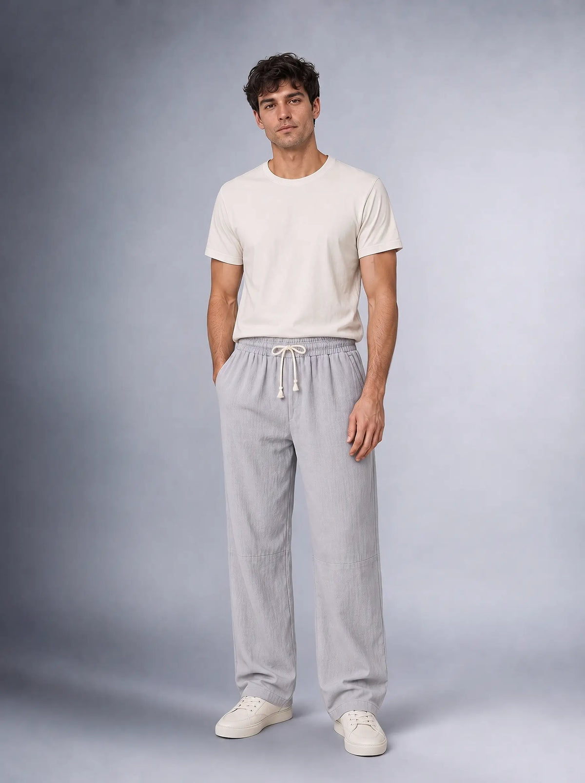 Müslin Görünümlü Baggy Pantolon Bol Kesim Rahat Günlük Pantolon (UNİSEX) (E10065)