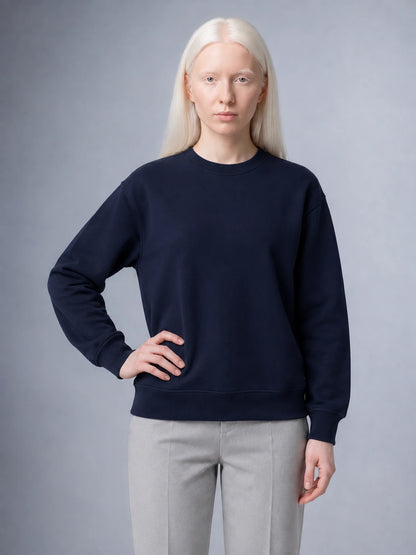 Rahat Kalıp Sıfır Yaka Lastikli Kol Selanik Kumaş Sweatshirt (UNİSEX) (E0700)