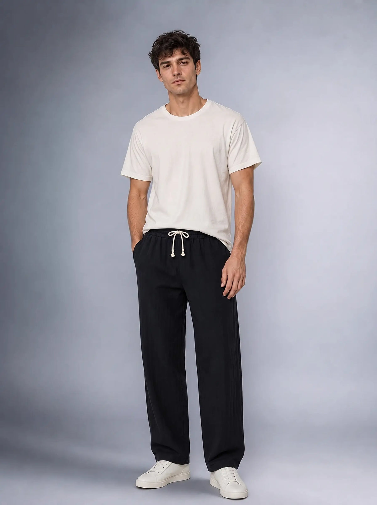 Müslin Görünümlü Baggy Pantolon Bol Kesim Rahat Günlük Pantolon (UNİSEX) (E10065)