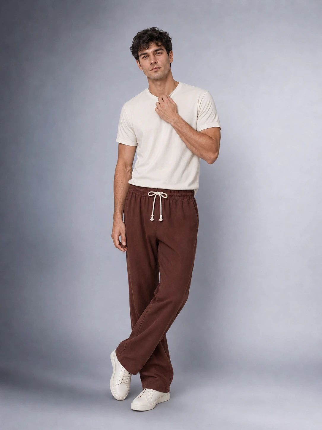 Müslin Görünümlü Baggy Pantolon Bol Kesim Rahat Günlük Pantolon (UNİSEX) (E10065)