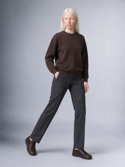 Rahat Kalıp Sıfır Yaka Lastikli Kol Selanik Kumaş Sweatshirt (UNİSEX) (E0700)