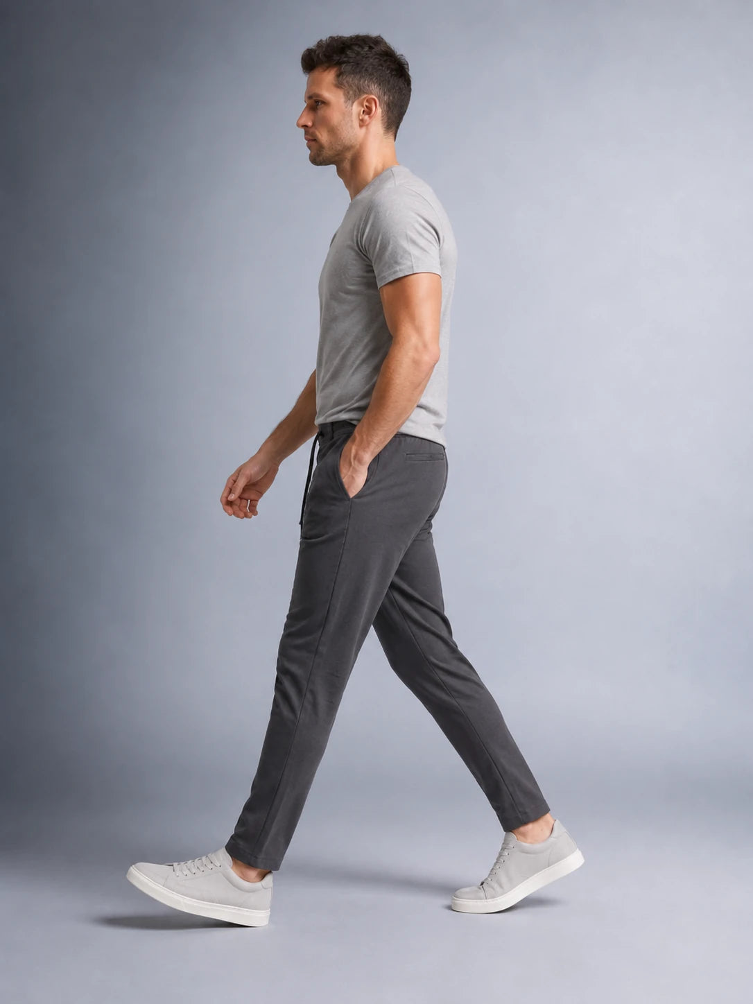 Erkek Jogger Düz Dokuma Pantolon Arka Cepli Regular Kalıp Düğmeli Fermuarlı (E1101)