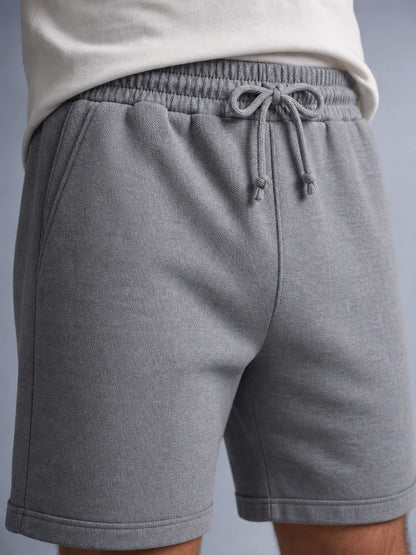 Double Paça Geniş Paça Lastikli Çift Cepli Pike Şort (E0402)