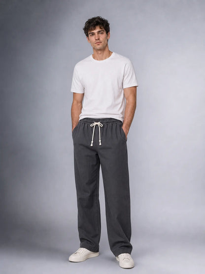 Müslin Görünümlü Baggy Pantolon Bol Kesim Rahat Günlük Pantolon (UNİSEX) (E10065)