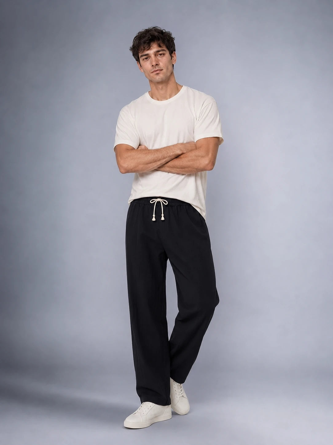 Müslin Görünümlü Baggy Pantolon Bol Kesim Rahat Günlük Pantolon (UNİSEX) (E10065)