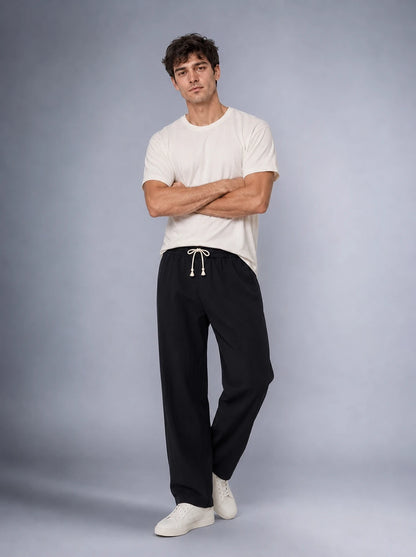 Müslin Görünümlü Baggy Pantolon Bol Kesim Rahat Günlük Pantolon (UNİSEX) (E10065)