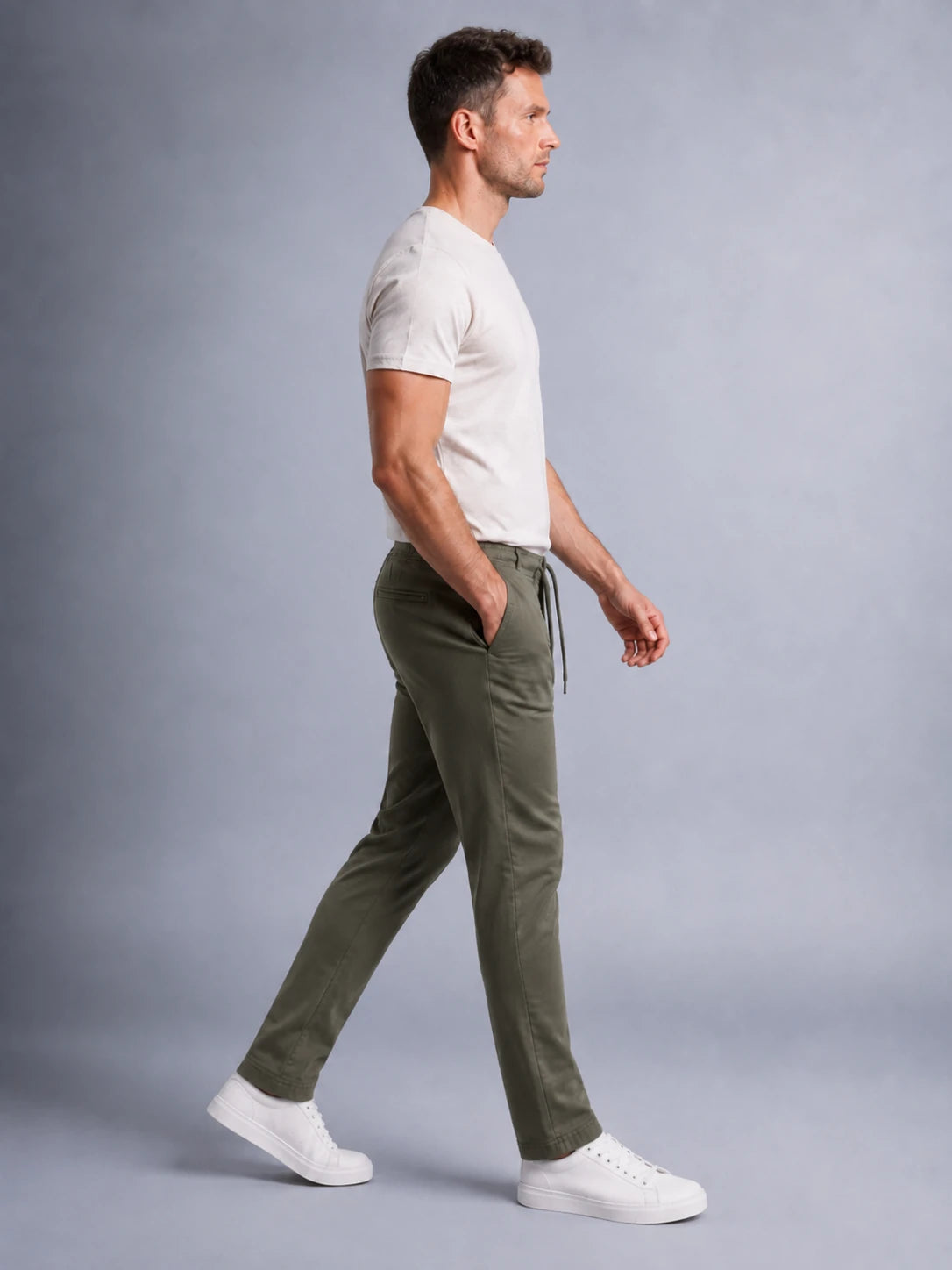 Erkek Jogger Düz Dokuma Pantolon Arka Cepli Regular Kalıp Düğmeli Fermuarlı (E1101)