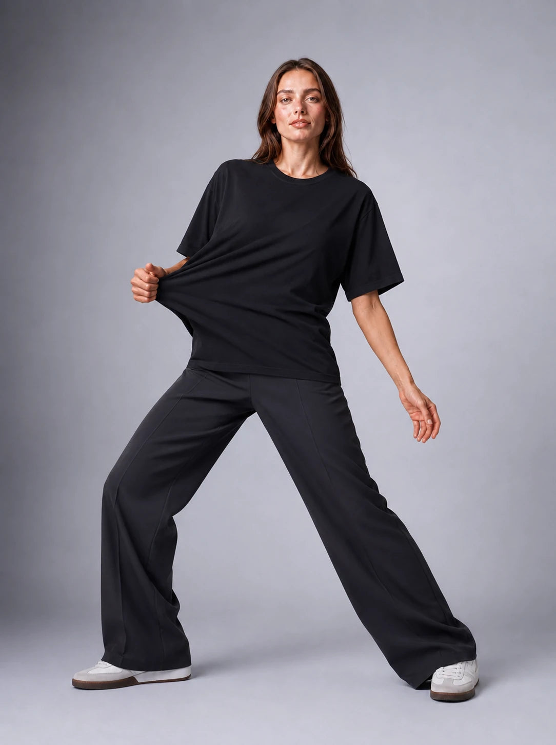 Kaliteli Modal Kumaş T-shirt Basic Oversiz Baskısız Siyah T-shirt (UNİSEX) (E0303)